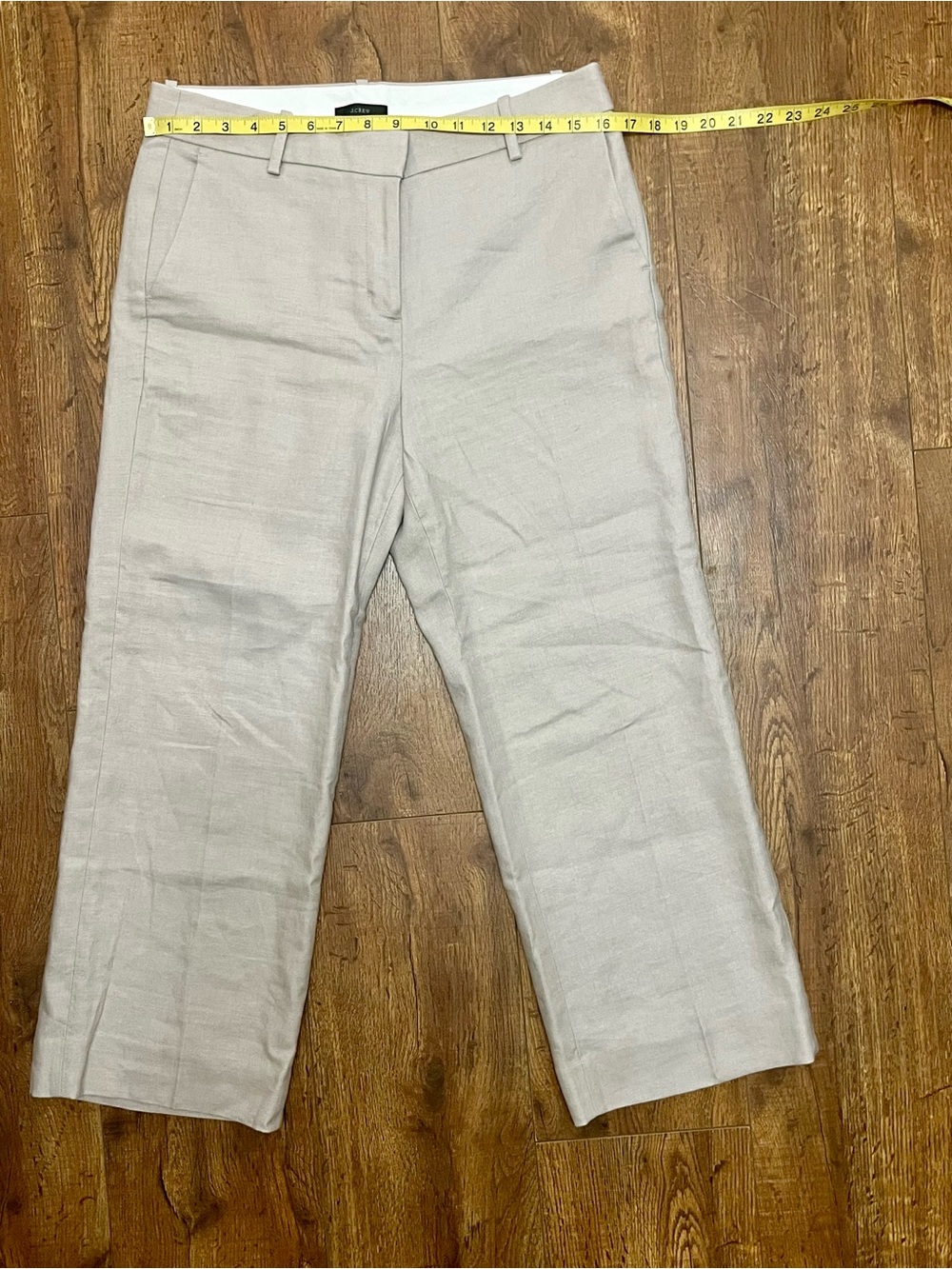 J Crew Light Beige Linen Blend Cropped Dress Pants